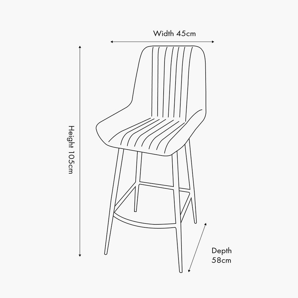 Pacific Lifestyle Angelo Peppercorn Leather and Bronze Metal Retro Bar Stool Dimensions
