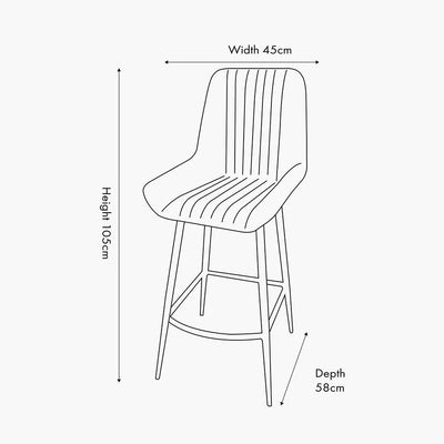 Pacific Lifestyle Angelo Peppercorn Leather and Bronze Metal Retro Bar Stool Dimensions