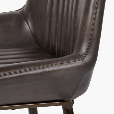 Pacific Lifestyle Angelo Peppercorn Leather and Bronze Metal Retro Dining Chair 2