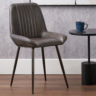 Pacific Lifestyle Angelo Peppercorn Leather and Bronze Metal Retro Dining Chair