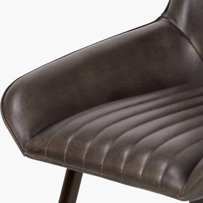 Pacific Lifestyle Angelo Peppercorn Leather and Bronze Metal Retro Dining Chair 4