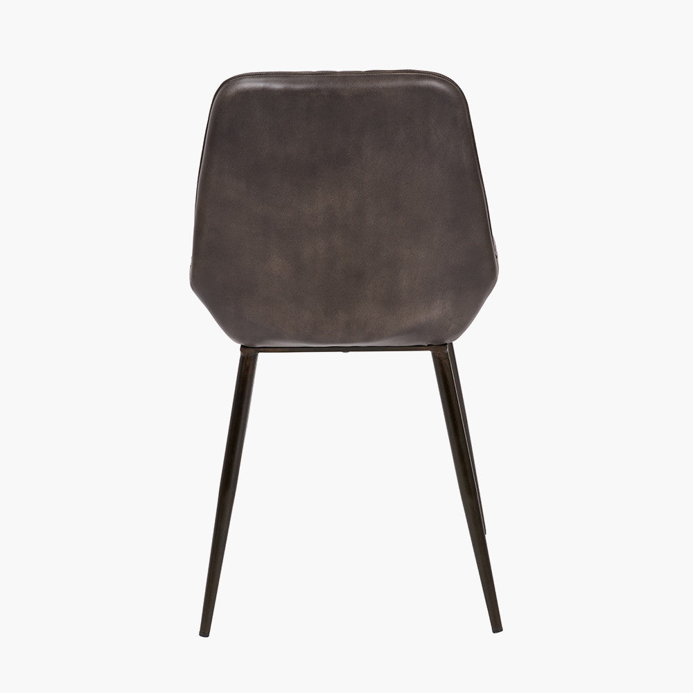 Pacific Lifestyle Angelo Peppercorn Leather and Bronze Metal Retro Dining Chair 5