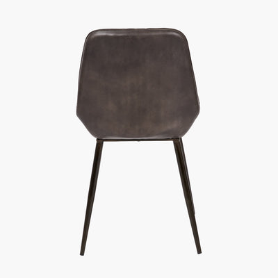 Pacific Lifestyle Angelo Peppercorn Leather and Bronze Metal Retro Dining Chair 5