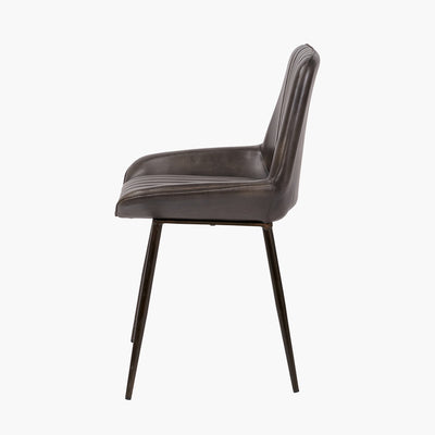 Pacific Lifestyle Angelo Peppercorn Leather and Bronze Metal Retro Dining Chair 6