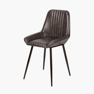 Pacific Lifestyle Angelo Peppercorn Leather and Bronze Metal Retro Dining Chair 7