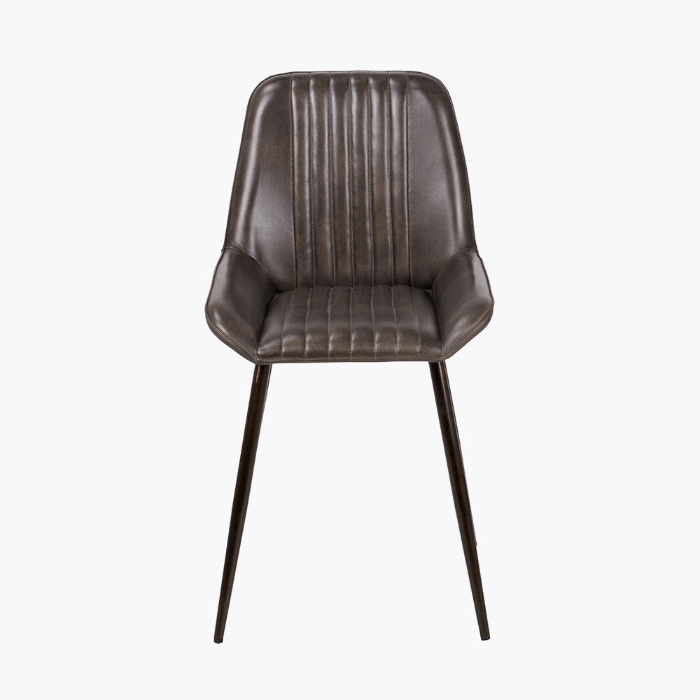 Pacific Lifestyle Angelo Peppercorn Leather and Bronze Metal Retro Dining Chair 8