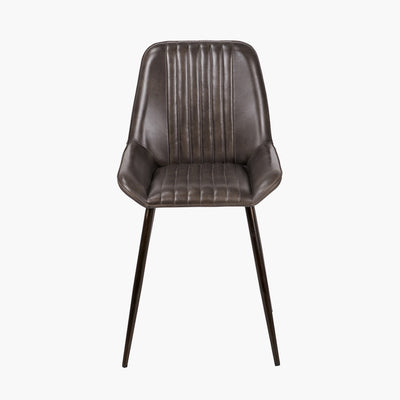 Pacific Lifestyle Angelo Peppercorn Leather and Bronze Metal Retro Dining Chair 8