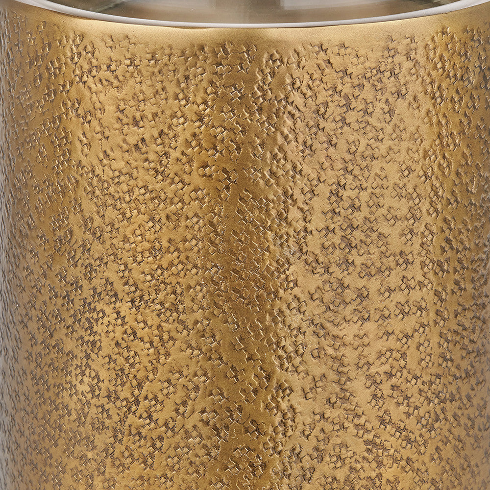 Pacific Lifestyle Antique Brass Finish Metal and Clear Glass Hurricane 2
