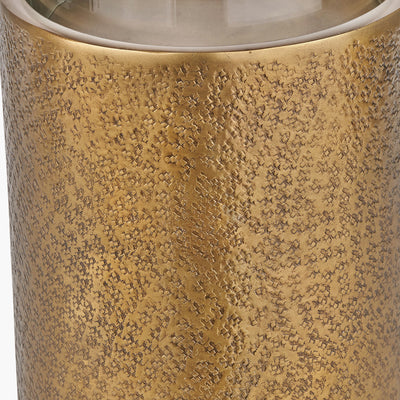 Pacific Lifestyle Antique Brass Finish Metal and Clear Glass Hurricane 3