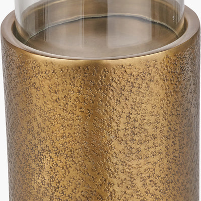 Pacific Lifestyle Antique Brass Finish Metal and Clear Glass Hurricane 4