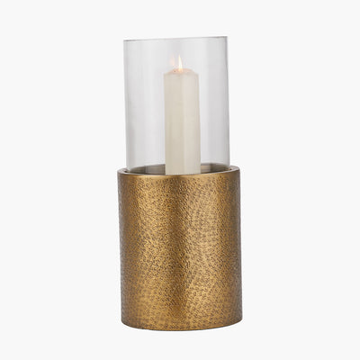 Pacific Lifestyle Antique Brass Finish Metal and Clear Glass Hurricane 8