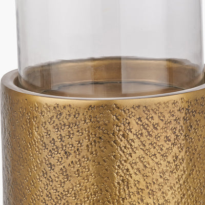 Pacific Lifestyle Antique Brass Finish Metal and Clear Glass Hurricane Large 4