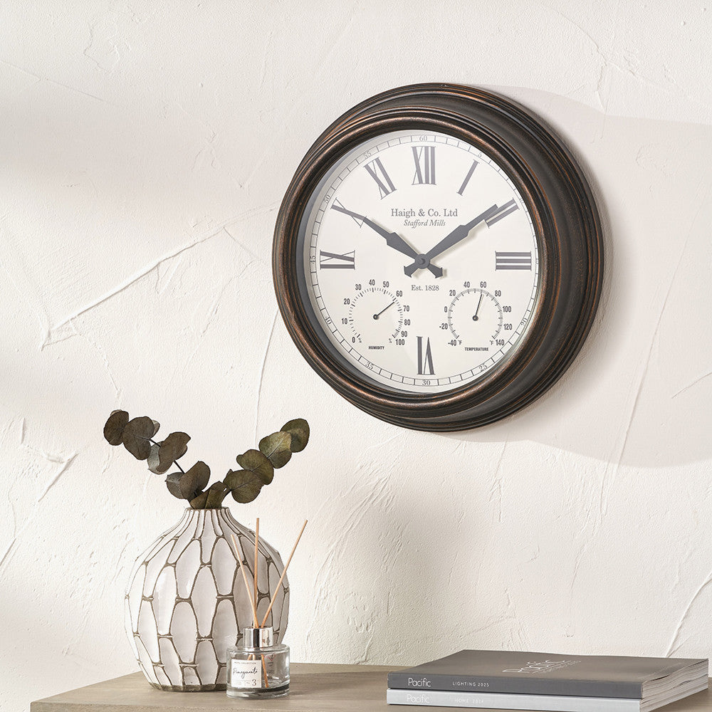 Pacific Lifestyle Antique Bronze Effect Indoor Outdoor Wall Clock