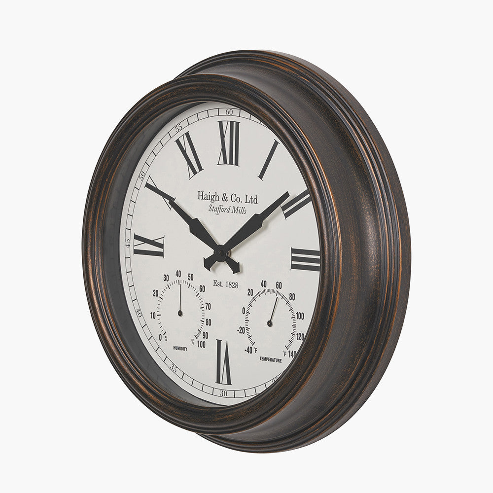 Pacific Lifestyle Antique Bronze Effect Indoor Outdoor Wall Clock 7