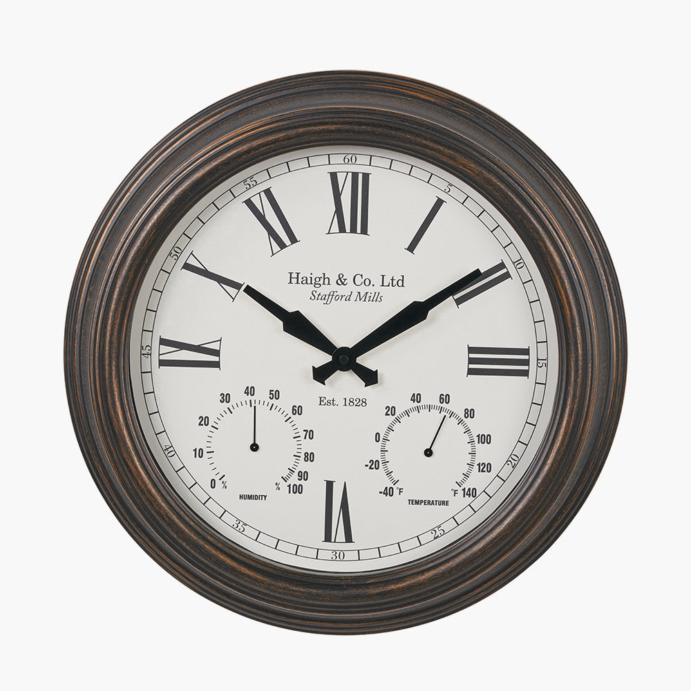 Pacific Lifestyle Antique Bronze Effect Indoor Outdoor Wall Clock 8