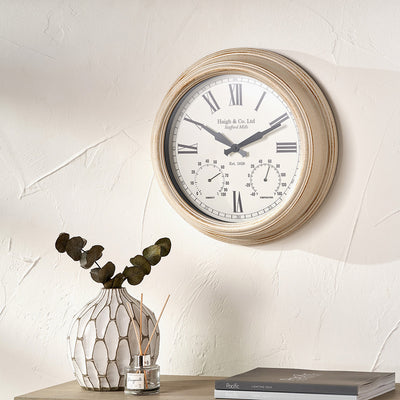 Pacific Lifestyle Antique Effect Gold Brushed Cream Indoor Outdoor Wall Clock