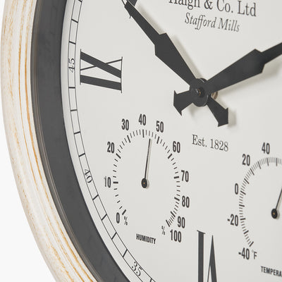 Pacific Lifestyle Antique Effect Gold Brushed Cream Indoor Outdoor Wall Clock 4