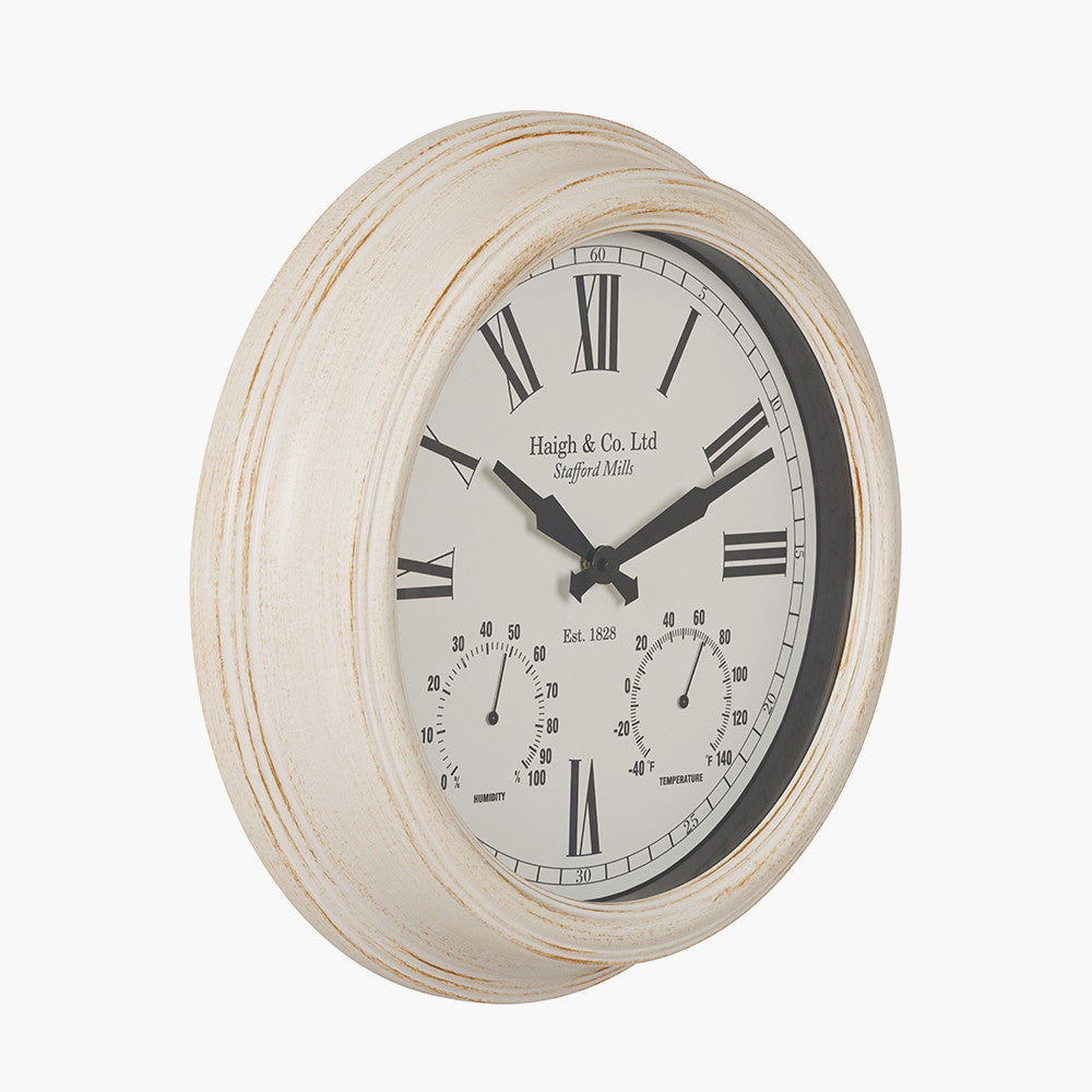 Pacific Lifestyle Antique Effect Gold Brushed Cream Indoor Outdoor Wall Clock 6