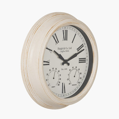 Pacific Lifestyle Antique Effect Gold Brushed Cream Indoor Outdoor Wall Clock 6