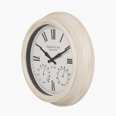Pacific Lifestyle Antique Effect Gold Brushed Cream Indoor Outdoor Wall Clock 7