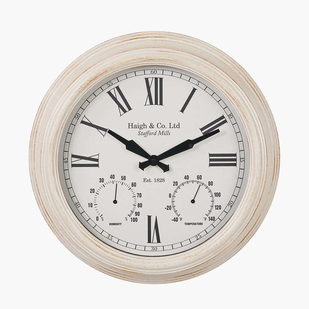 Pacific Lifestyle Antique Effect Gold Brushed Cream Indoor Outdoor Wall Clock 9