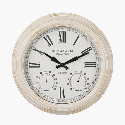 Pacific Lifestyle Antique Effect Gold Brushed Cream Indoor Outdoor Wall Clock 9