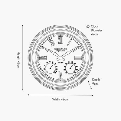Pacific Lifestyle Antique Effect Gold Brushed Cream Indoor Outdoor Wall Clock Dimensions