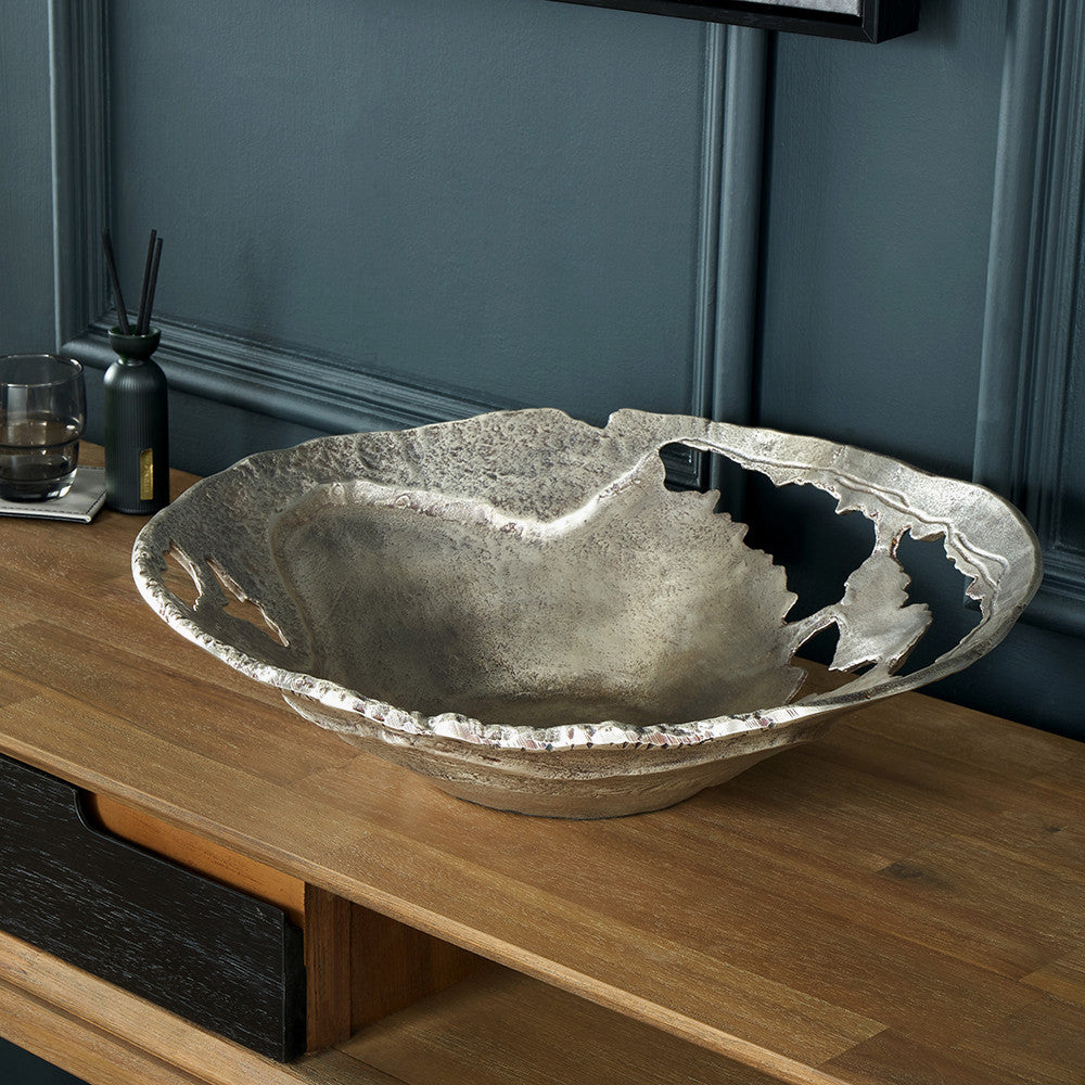 Pacific Lifestyle Antique Silver Cast Metal Decorative Bowl