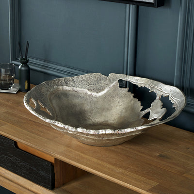 Pacific Lifestyle Antique Silver Cast Metal Decorative Bowl