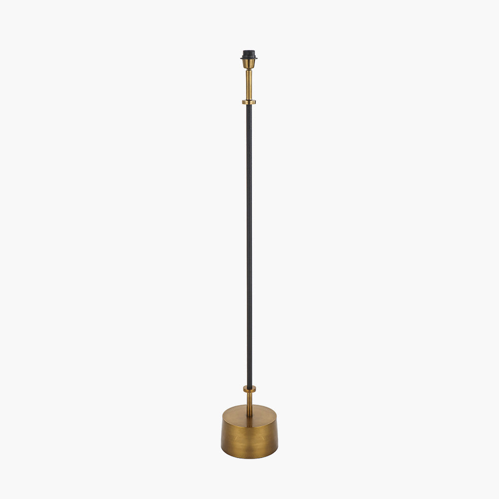 Pacific Lifestyle Antoine Black Croc and Antique Brass Metal Floor Lamp Base with Henry 40cm White Handloom Cylinder Lampshade 10