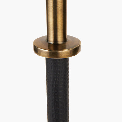 Pacific Lifestyle Antoine Black Croc and Antique Brass Metal Table Lamp Base with Henry 30cm White Handloom Cylinder Lampshade 4