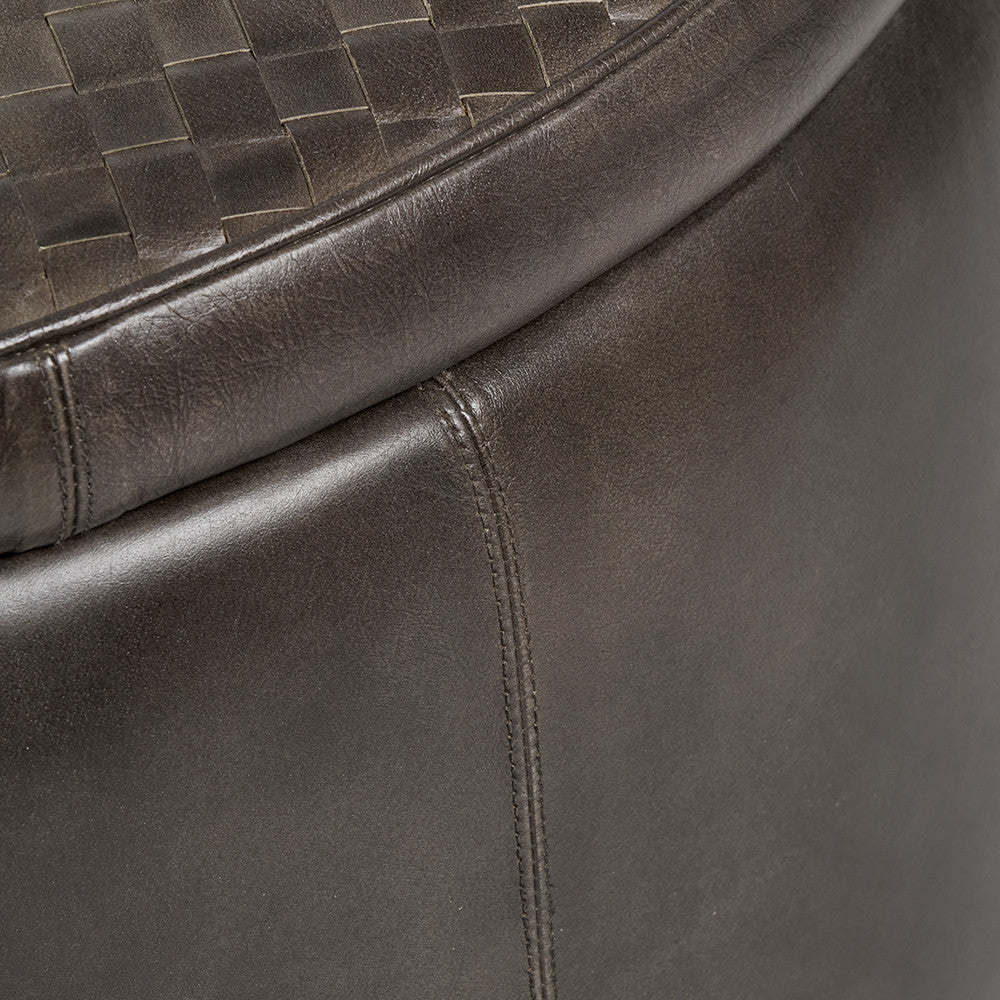 Pacific Lifestyle Arturo Peppercorn Leather Storage Pouffe 2