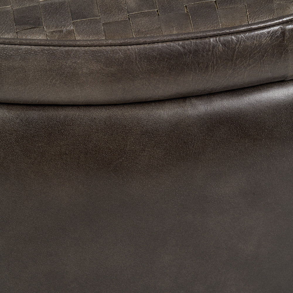 Pacific Lifestyle Arturo Peppercorn Leather Storage Pouffe 3