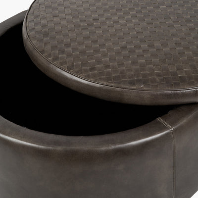 Pacific Lifestyle Arturo Peppercorn Leather Storage Pouffe 5