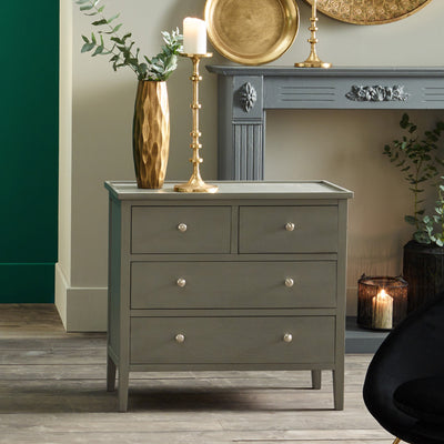 Pacific Lifestyle Chelmsford Vendee Grey Pine Wood 4 Drawer Unit