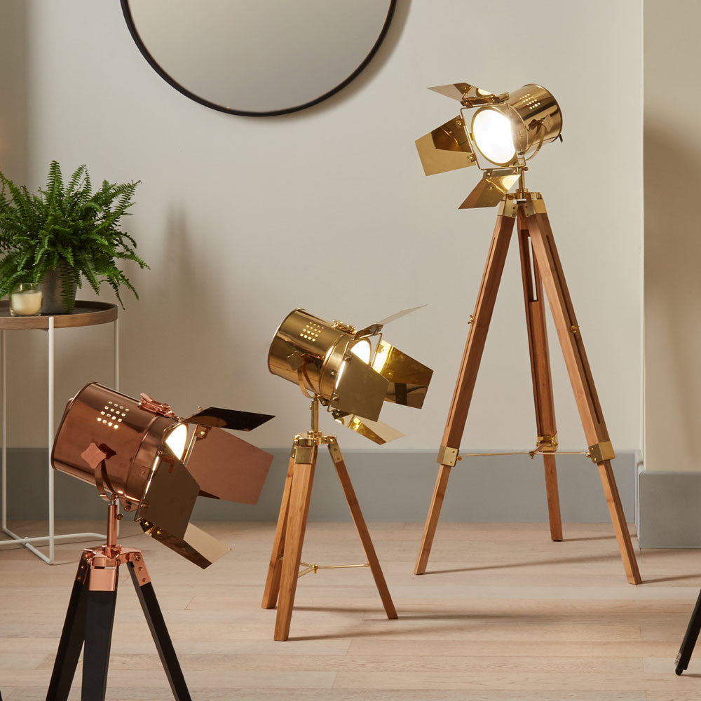 Pacific Lifestyle Hereford Gold and Natural Tripod Floor Lamp