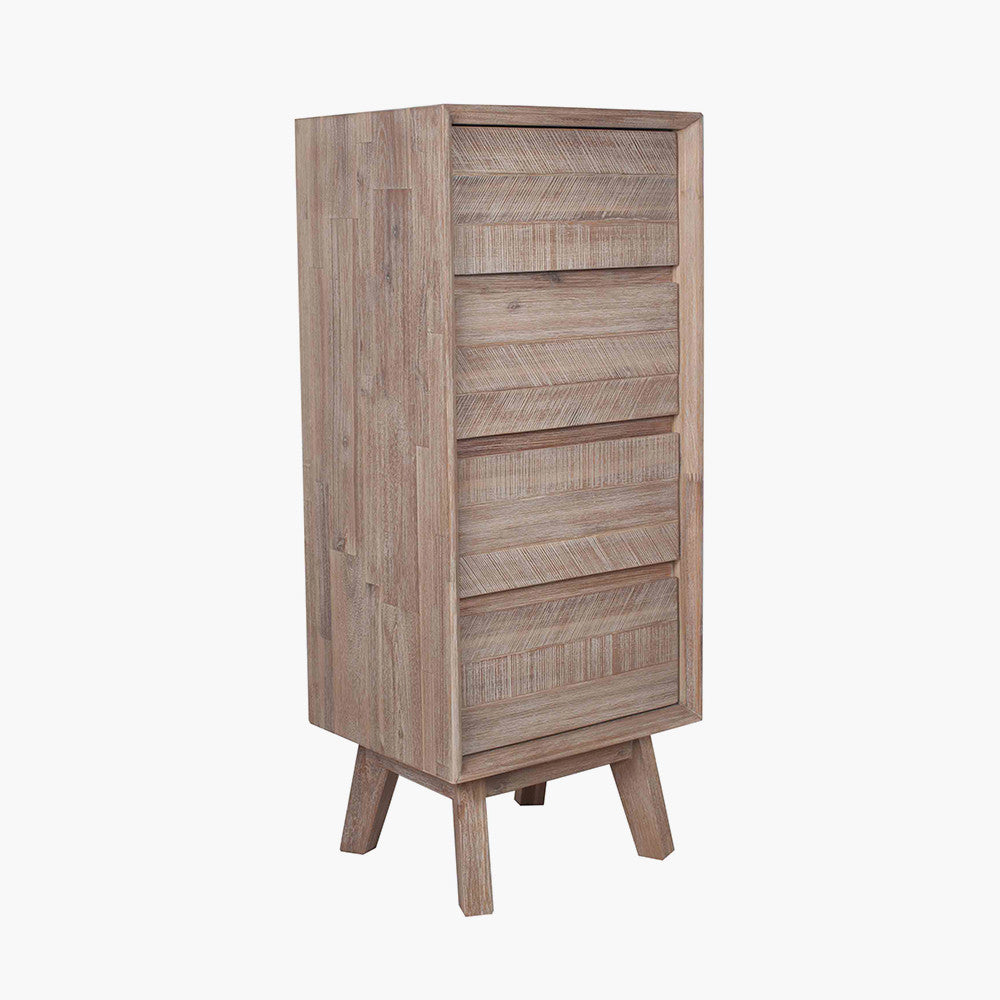 Pacific Lifestyle Kalmar Sand Wash Acacia Wood 4 Drawer Tall Boy 3