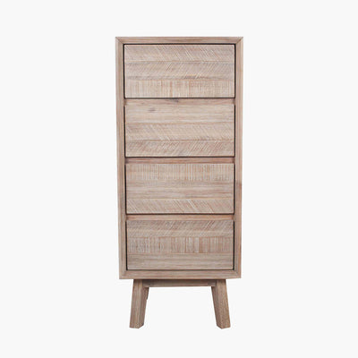 Pacific Lifestyle Kalmar Sand Wash Acacia Wood 4 Drawer Tall Boy