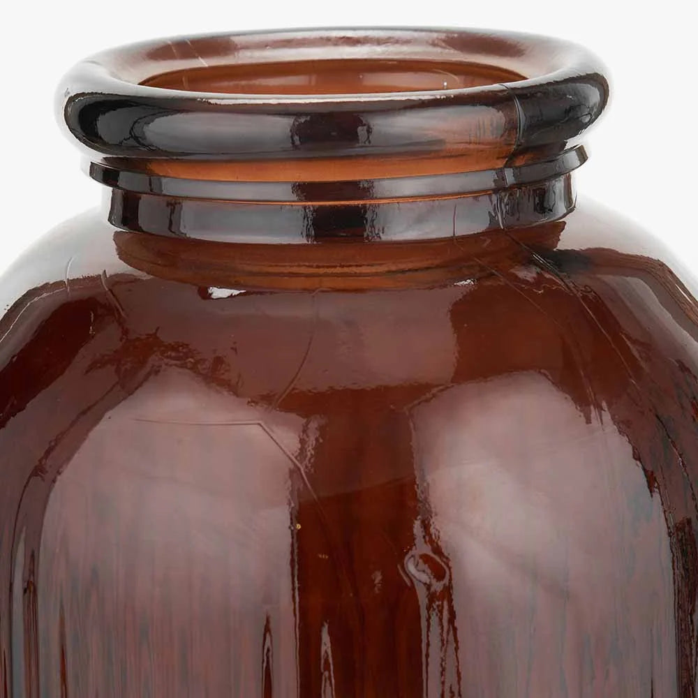 Pecan-Brown-Recycled-Glass-Ribbed-Vase-Tall_3