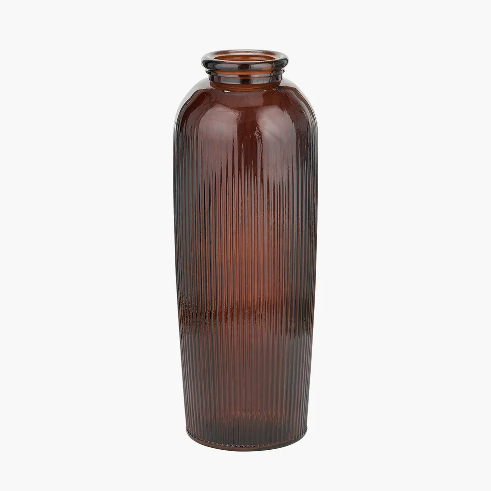 Pecan-Brown-Recycled-Glass-Ribbed-Vase-Tall_8