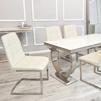 Tara Faux Leather Dining Chair with plain Back & Stitch Detail