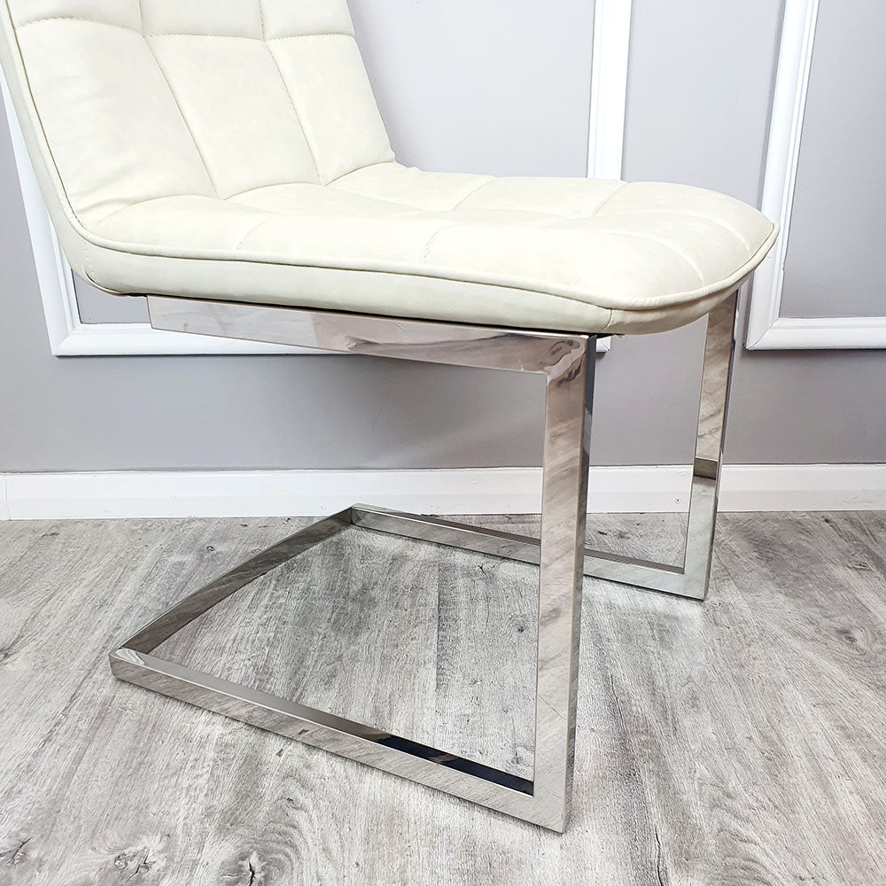 Tara Faux Leather Dining Chair with plain Back & Stitch Detail