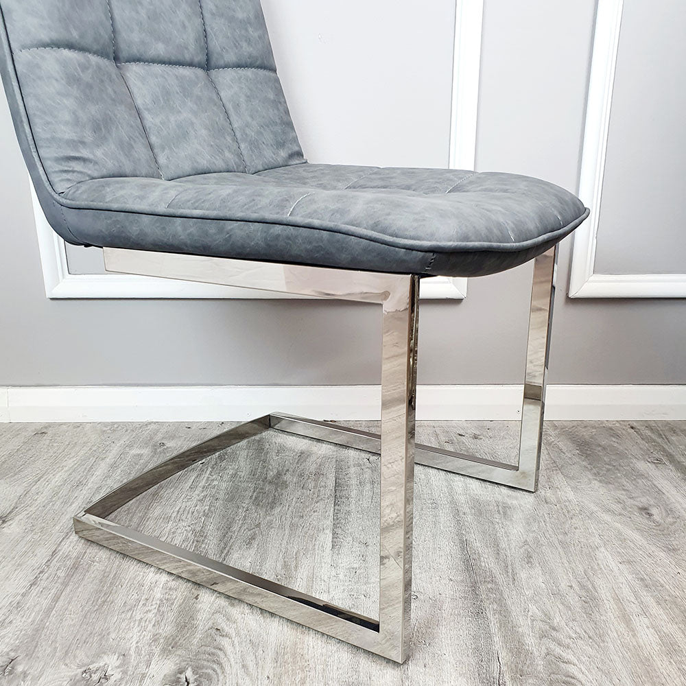 Tara Faux Leather Dining Chair with plain Back & Stitch Detail