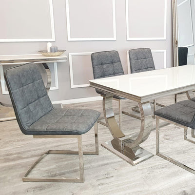 Tara Faux Leather Dining Chair with plain Back & Stitch Detail
