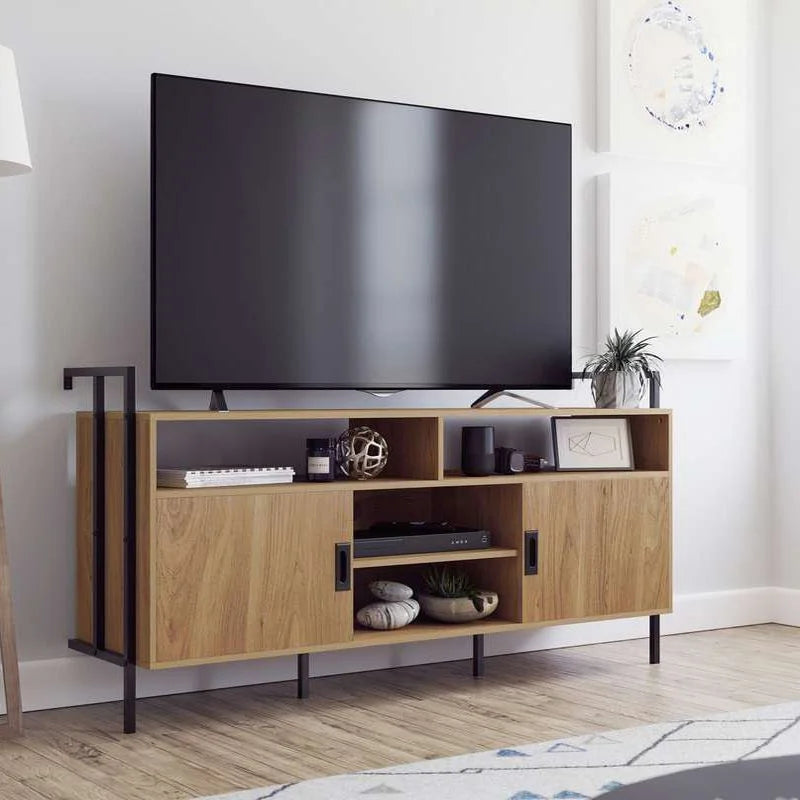 Teknik-Office-Hythe-Wall-Mounted-TV-Stand-Credenza-Serene-Walnut-Finish