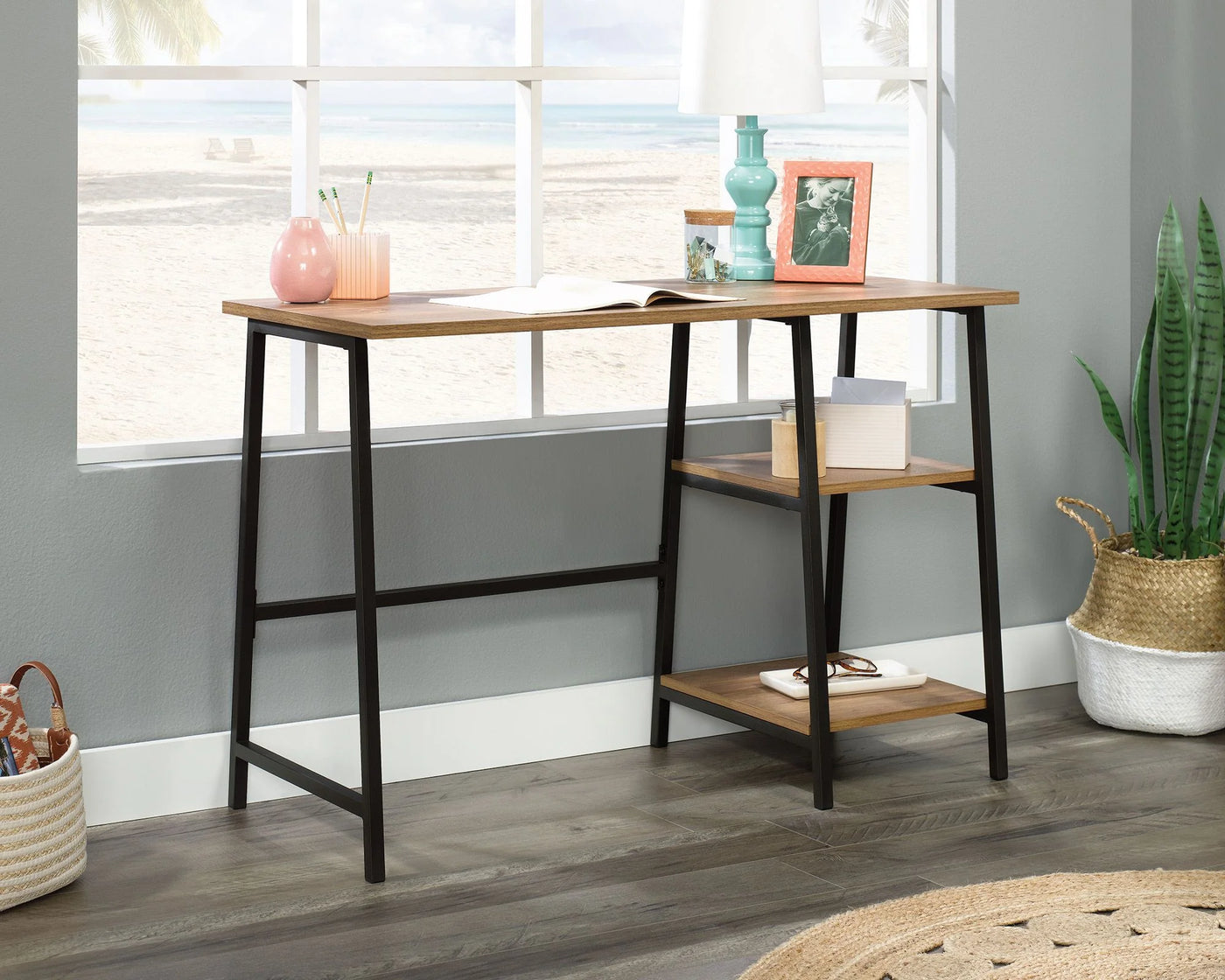 Teknik-Office-Industrial-Style-Bench-Desk-Sindoori-Mango