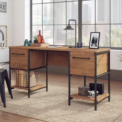 Teknik-Office-Iron-Foundry-Double-Pedestal-Desk-in-Checked-Oak-Finish_11