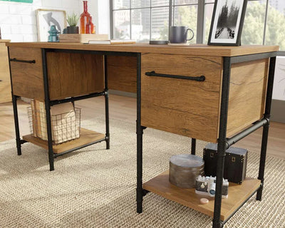 Teknik-Office-Iron-Foundry-Double-Pedestal-Desk-in-Checked-Oak-Finish_5