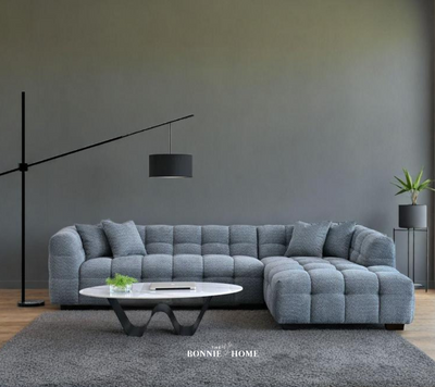 Aluxo Tribeca Corner Sofa Group in Iron Boucle Fabric