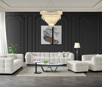 Tribeca Corner Group Sofa in Oatmeal Boucle Fabric